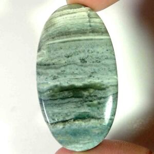 63.35Cts. 28X51X5mm 100% Natural Top Quality Saturn Chalcedony Oval Cab Gemstone