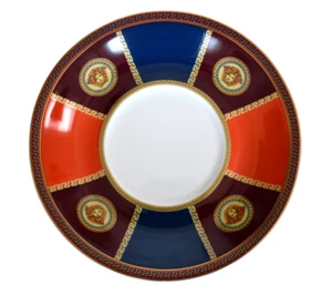New VERSACE ROSENTHAL "ICONIC HEROES" Medusa Greek Key Porcelain Saucer, 6 inch - Picture 1 of 10