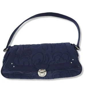 Marineblaue gesteppte Handtasche Handtasche Vera Bradley silberne Beschläge 12,5 x 6 Zoll - Bild 1 von 10