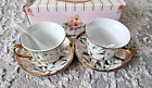 Ceramic Coffee Cup Saucer Set With Cups Saucer And Spoon Gold Rim Gift