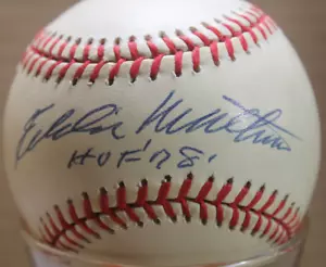"EDDIE MATHEWS " HALL OF FAME SIGNED BASEBALL (PSA/DNA) - Picture 1 of 5