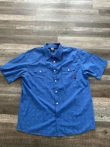 Vtg Y2K Enyce Hip Hop Short Sleeve AOP Blue Button Up Mens Sz 4XL - Picture 1 of 7