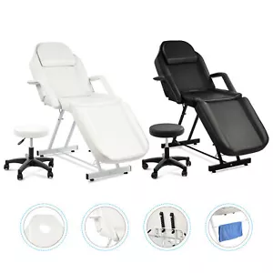 Kosmetikliege Therapieliege mit Stuhl Massageliege Tattooliege weiß schawarz - Bild 1 von 9