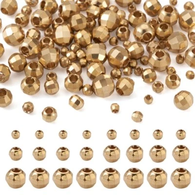 Cuentas espaciadoras láser redondas facetadas doradas de latón de 2,5 ~ 6 mm 100 un. Foto 1 de 4