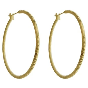 Boucles d'oreilles Créoles torsadées 40mm Plaqué Or 18 carats - Femme - Imagen 1 de 4