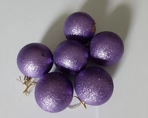 6 Ornamenti Viola Scintillante Natalizio Vintage - Foto 1 di 4