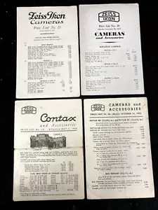 ZEISS IKON PRODUCT LISTINGS AND PRICE LISTS, LOT OF 4, 1935, 1937, 1939, 1953 - Picture 1 of 2