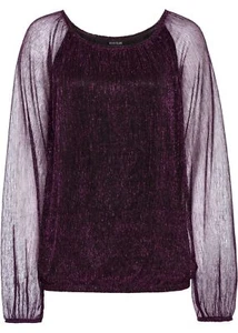 Metallic-Shirt Gr. 32/34 Dunkellila Silber Damenshirt Bluse Tunika Oberteil Neu - Bild 1 von 1