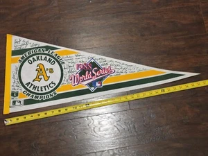 VTG 1988 OAKLAND A's ATHLETICS WORLD SERIES CHAMPIONSHIP MLB PENNANT FLAG BANNER - Picture 1 of 2