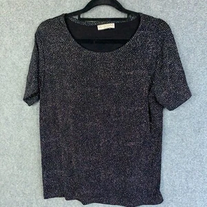 Notations Petite Top Womens Size Medium Short Sleeve Stretch Vintage Glitter Top - Picture 1 of 16