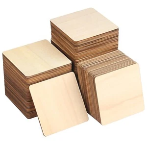 150 Pezzi Quadrati Legno Non Finiti 4x4 Pollici Ritagli Quadrati Legno per Artigianato Fai da Te - Foto 1 di 7