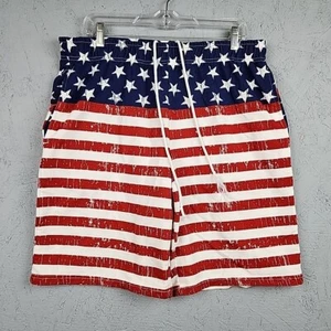 OT Revolution Shorts Mens Medium M American Flag Patriotic Drawstring Casual - Picture 1 of 7