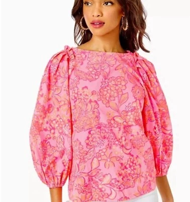 Novo com etiquetas Lilly Pulitzer Barbara Manga 3/4 Mandevilla Baby Day’s Bloom X-Pequeno Floral - Imagem 1 de 4