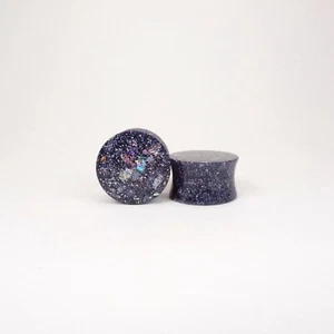 Outer Space Glitter Resin Ear Plugs -Ear Gauges Double Flared - Picture 1 of 2