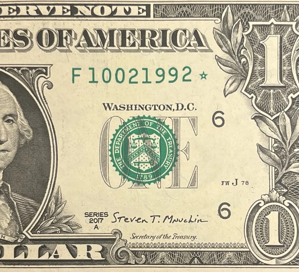 October 2 / February 10, 1992 (F10021992*) BIRTHDAY STAR Note $1 One Dollar Bill - Image 1 of 3