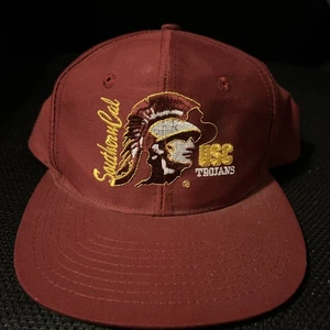 Vintage USC Trojaner bestickte Mütze vordere Reihe Druckknopflasche Southern Cal - Bild 1 von 5