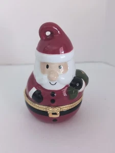 Santa Claus Christmas Trinket Box, Ceramic,Shiny , Gift Box, 3 1/2 Inches Tall - Picture 1 of 6