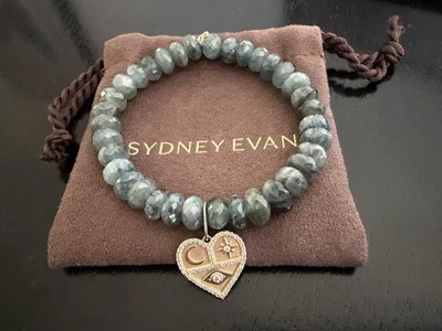 NEW Sydney Evans SILVERLITE & 14k Diamonds Heart Bead Bracelet BRING YOUR SHINE - Image 1 of 4