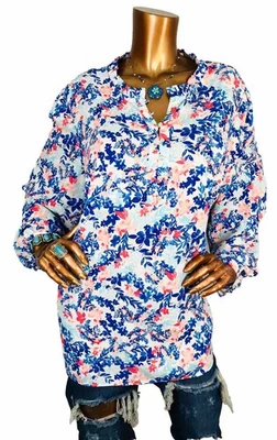 Blusa Camisa Suave Talbots 2X Plus Top Estampados Florales Mangas Largas 1/2 Abotonados Foto 1 de 4