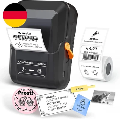 SUPVAN T50M Pro Etikettendrucker Bluetooth Mit Wasserfeste Breite Etiketten, Han - Bild 1 von 2