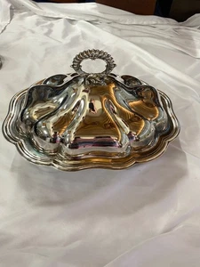 Fiesta Oneida Vintage Silver Plated Centerpiece Covered Serving Dish With Legs - Picture 1 of 15