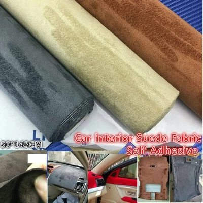 Self Adhesive Faux Suede Fabric Wrap Film Sticker Leather Cloth Car Decoration - Image 1 of 4