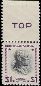 c1938 - #832 Wilson $1 with "Top" Margin - MNH, OG - Picture 1 of 2