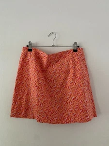 VTG 1990s A. Byer Orange & Red Ditzy Floral Mini Skirt Size 13 Grunge Boho - Picture 1 of 7
