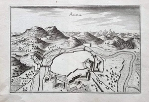 c1660 Alès - Gard Frankreich France Festungsplan Kupferstich-Plan - Bild 1 von 2