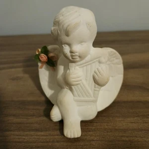 Vintage Engel Cherub Figur spielt Harfe - Bild 1 von 4