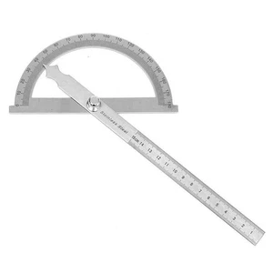 Stainless Steel 180 Degree Protractor Ruler with Easy Locking Angle Feature - Picture 1 of 9