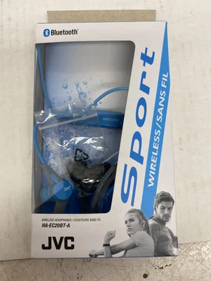 JVC Bluetooth SPORT WIRELESS Clip-On EARBUDS, Model HA-EC20BTA Blue NEW! - Image 1 of 2