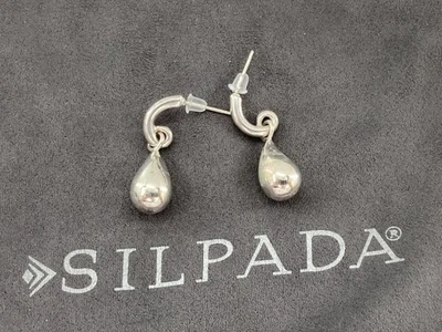 Pendientes colgantes Silpada de plata esterlina gota de lluvia lágrima rizo poste P1442 Foto 1 de 4