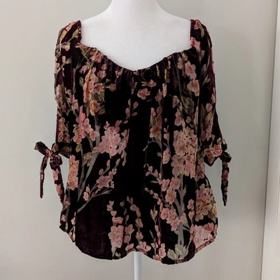 Top Terciopelo Burnout MEDIANO Hada Grunge Capricho Salir Vacaciones Borgoña Foto 1 de 4