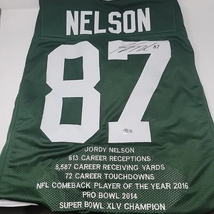 Jordy Nelson Signed Autographed Stat Jersey (Beckett)Green Bay Packers - Picture 1 of 6