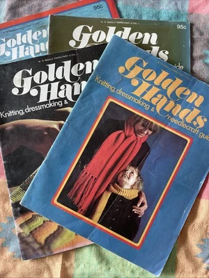 LOT of 4 ~ Golden Hands Needlecraft Magazines (1960s UK Paperback Knitting Sew) - Image 1 of 4