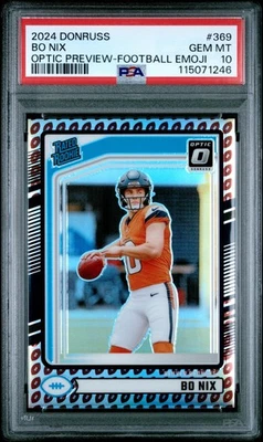 PSA 10 2024 Panini Donruss #369 Bo Nix Denver Broncos EMOJI Preview ROOKIE! - Image 1 of 2