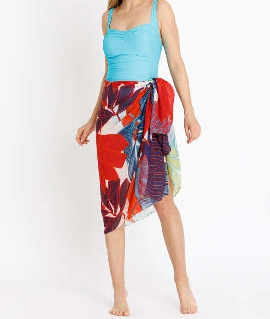 Pareo bunt 100 x 180 cm Damen Strandbekleidung Pareo Botanik-Druck 9.9389 - Bild 1 von 1