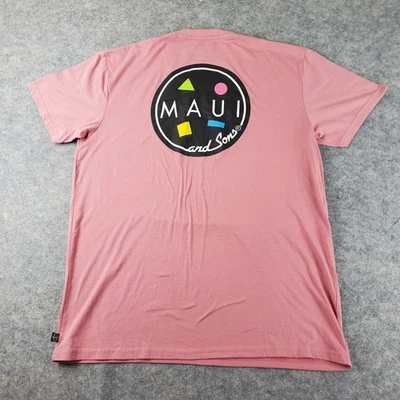 Maui And Sons Shirt Mens Extra Large Pink Crew Neck Short Sleeve Graphic Stretch - Image 1 of 4