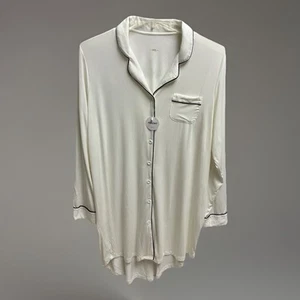 Ferdat Button Down Sleepshirt Women's Size XXL Long Sleeve Boyfriend - Picture 1 of 7