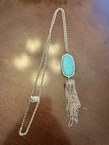 Kendra Scott Rayne In Bronze Veined Turquoise Magnesite Gold Pendant Necklace - Picture 1 of 5