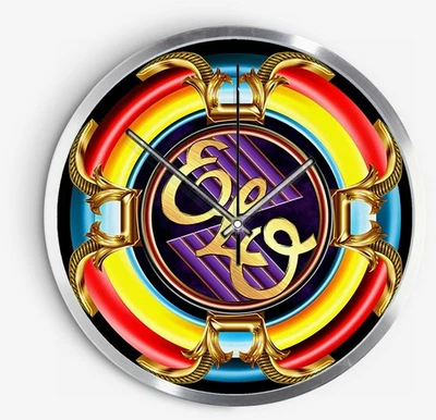 ELO Jeff Lynne Electric Light Orchestra Style Brushed Metal Rim WALL CLOCK 30cm - Image 1 of 3