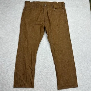 Levis 501 xx Men's Jeans Size 42x32 Mid Rise Straight Leg Brown Button Fly - Picture 1 of 9