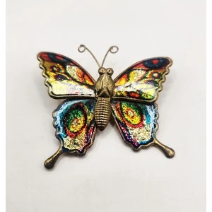 Bunte Emaille Schmetterling Brosche Anstecknadel Vintage Insekt Schmuck Accessoire - Bild 1 von 3
