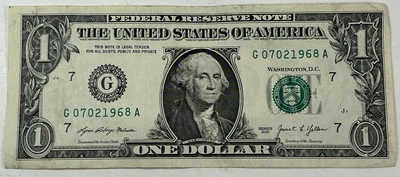 2021 US $1 Dollar Fancy Serial Number Birthday Serial Number 07-02-1968 - Image 1 of 2