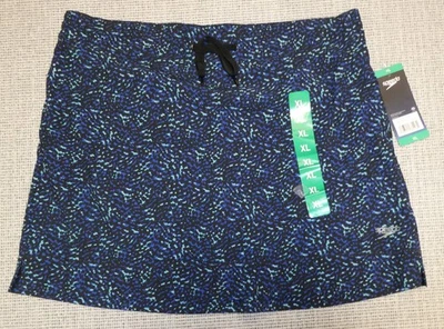 NWT Speedo women's black/blue print stretch fitness/workout skort Sz XL - Image 1 of 4