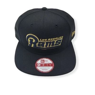Gorra New Era Los Angeles Rams 9Fifty Wordmark Script negra ajustable con cierre a presión Foto 1 de 4