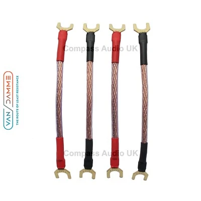 Van Damme JUMPER LINKS 10cm OFC 4mm Cable 268-504-000 Spade to Spade x 4 - Image 1 of 4