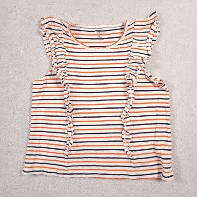 J. Camiseta de lino Crew Knit Goods camiseta sin mangas sin mangas para mujer grande a rayas aleteo Foto 1 de 4