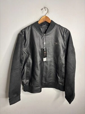 Chaqueta de cuero suave Ferrari F-collections nueva para hombre S negra cremallera 3703 Foto 1 de 4